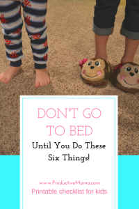 Grab the Kids' Bedtime Checklist here